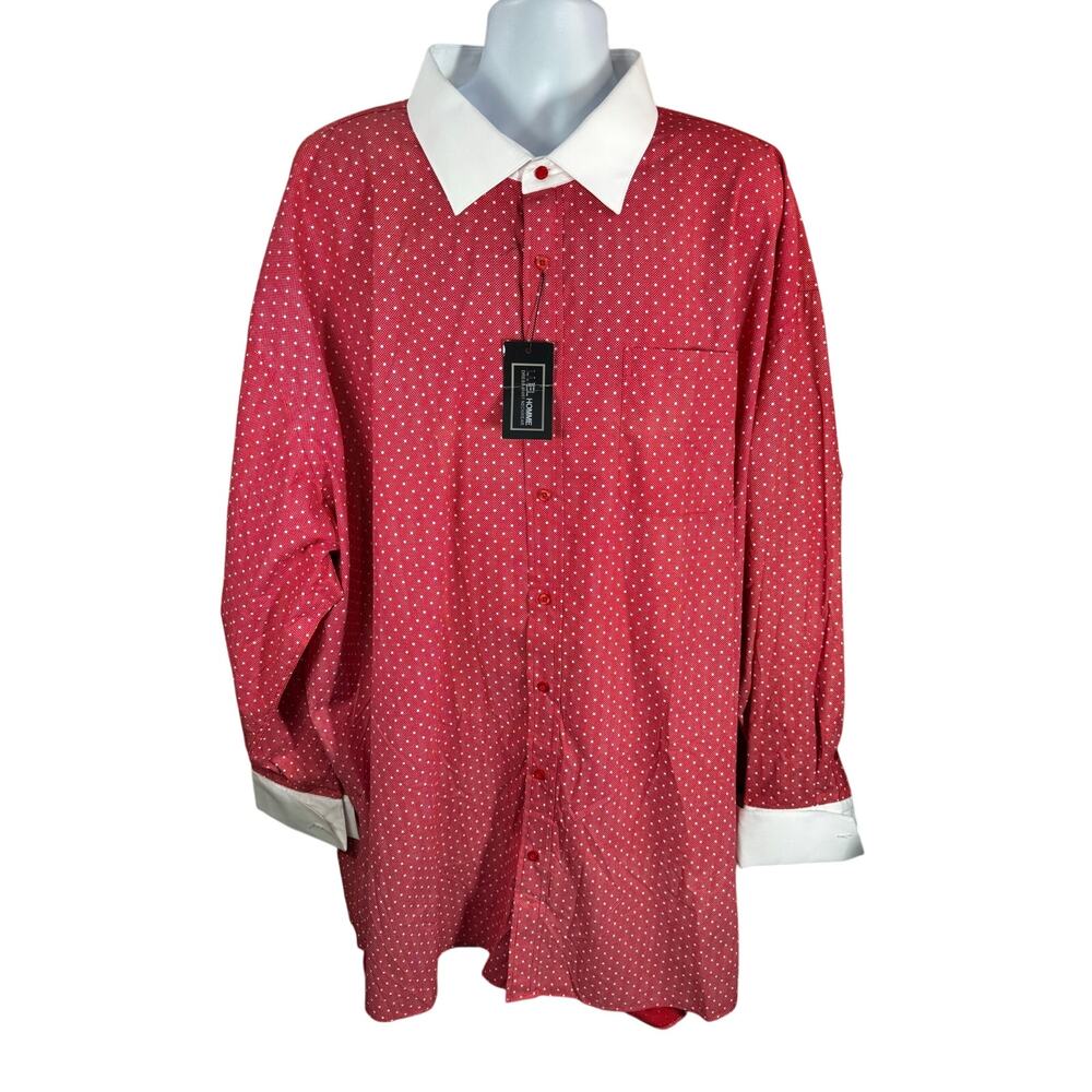 Luel Homme Red Button Down Shirt Size 22 1/2 37/38 Red NEW 38x40
